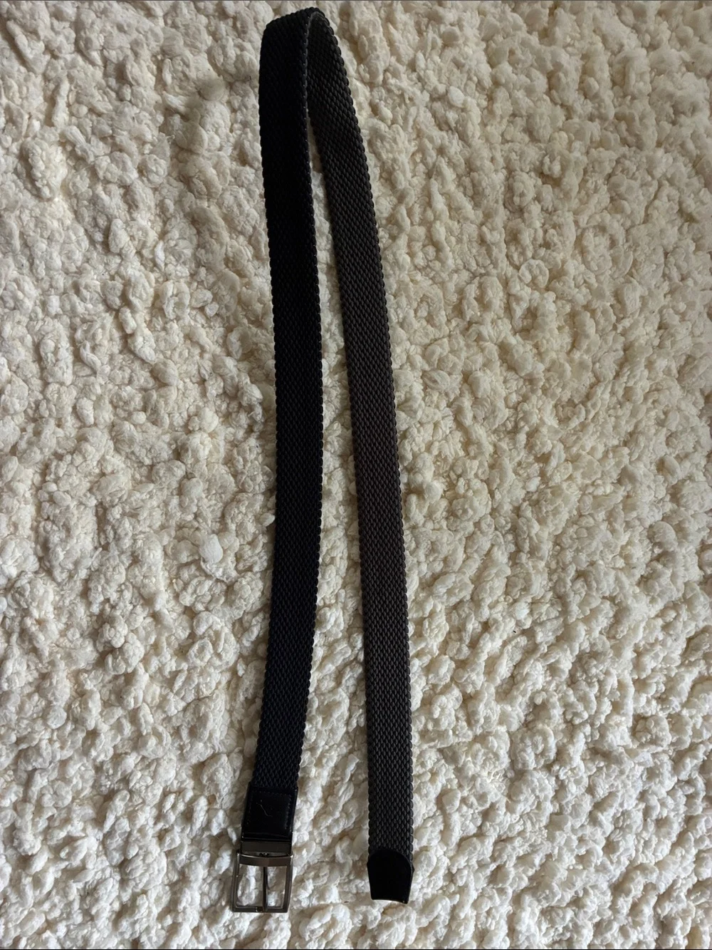 Tommy Bahama Black Woven Stretch Belt with Silver Buckle